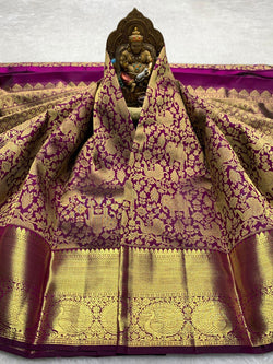 Rhapsodic Purple Pure Banarasi Silk Saree With Extraordinary Blouse Piece