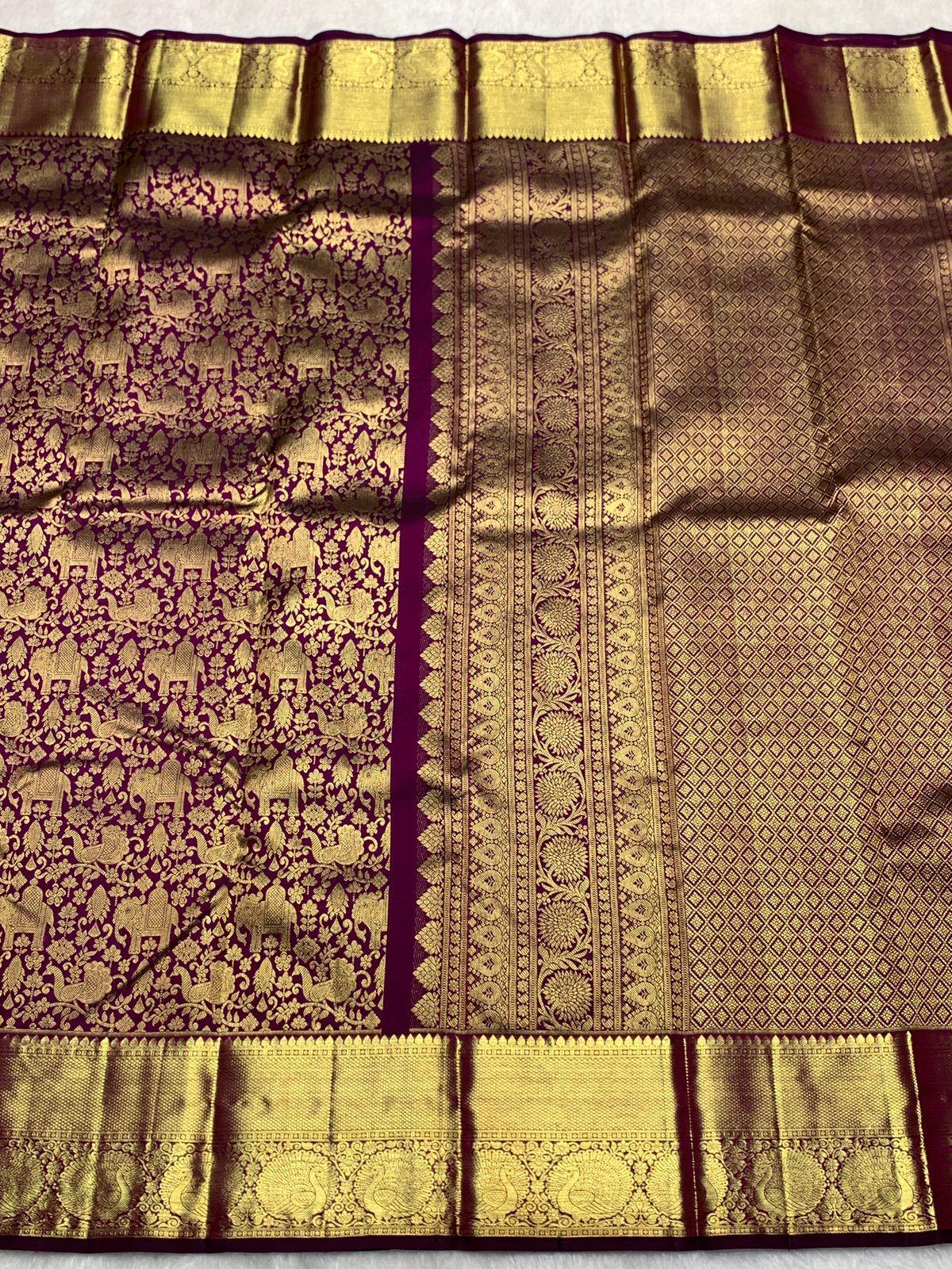 Rhapsodic Purple Pure Banarasi Silk Saree With Extraordinary Blouse Piece