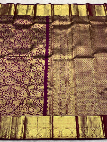 Rhapsodic Purple Pure Banarasi Silk Saree With Extraordinary Blouse Piece
