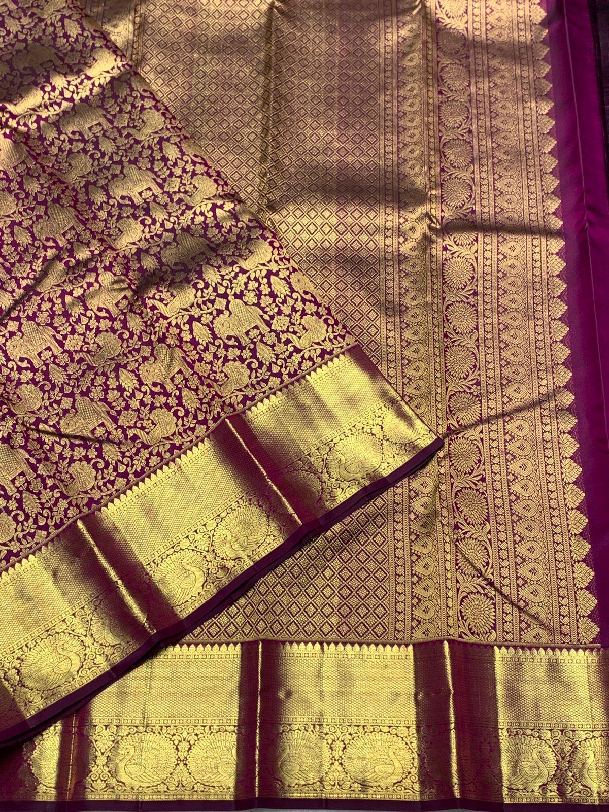 Rhapsodic Purple Pure Banarasi Silk Saree With Extraordinary Blouse Piece