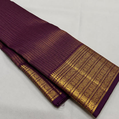 Symmetrical Purple Pure Banarasi Silk Saree With Energetic Blouse Piece