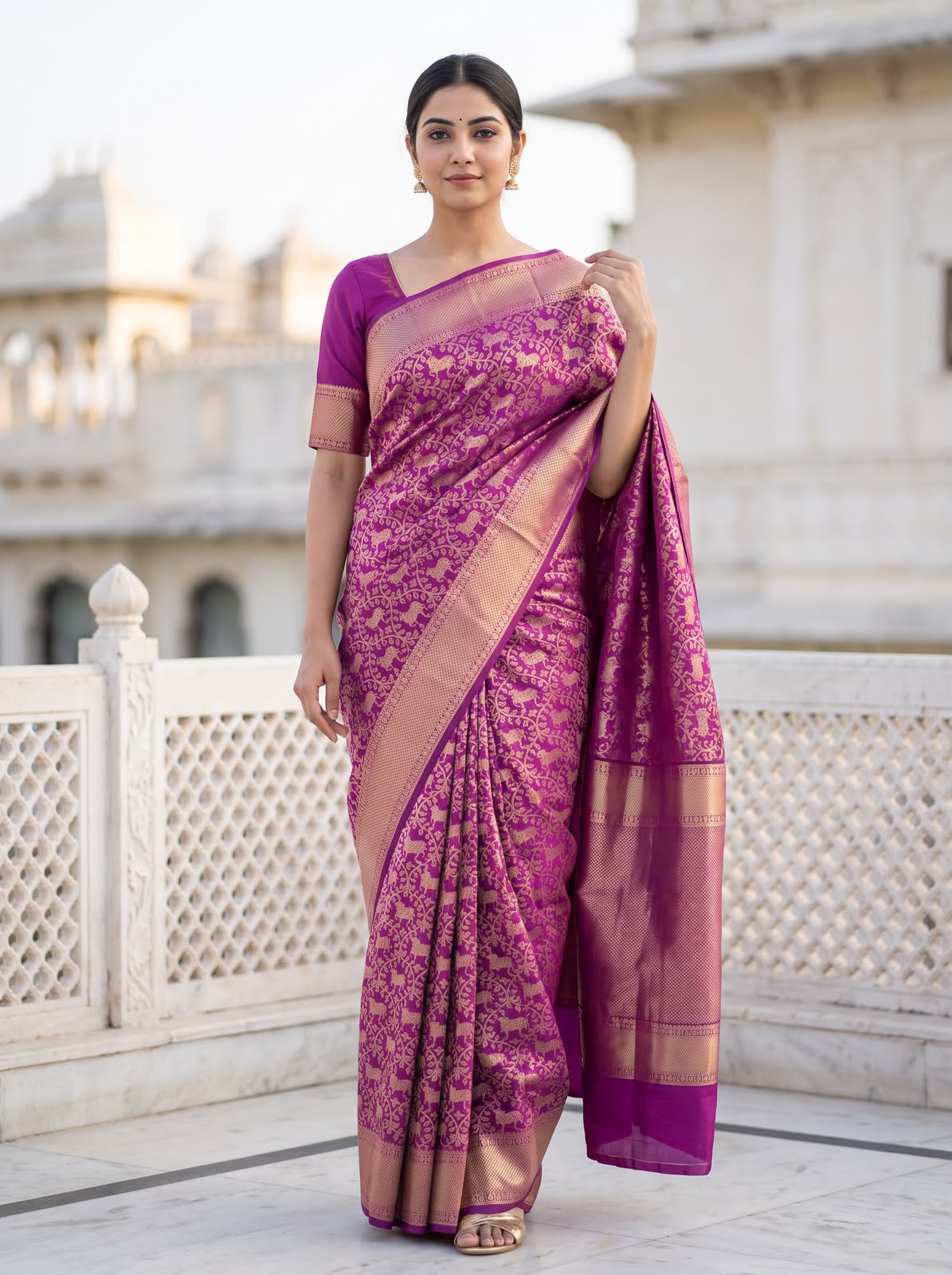Precious Dark Pink Pure Banarasi Silk Saree With Sumptuous Blouse Piece