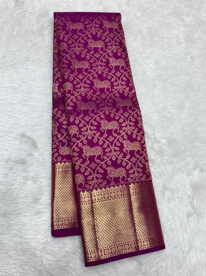 Precious Dark Pink Pure Banarasi Silk Saree With Sumptuous Blouse Piece
