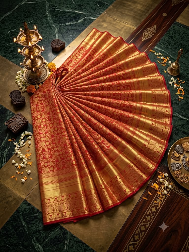 Fugacious Red Pure Banarasi Silk Saree With Mellifluous Blouse Piece