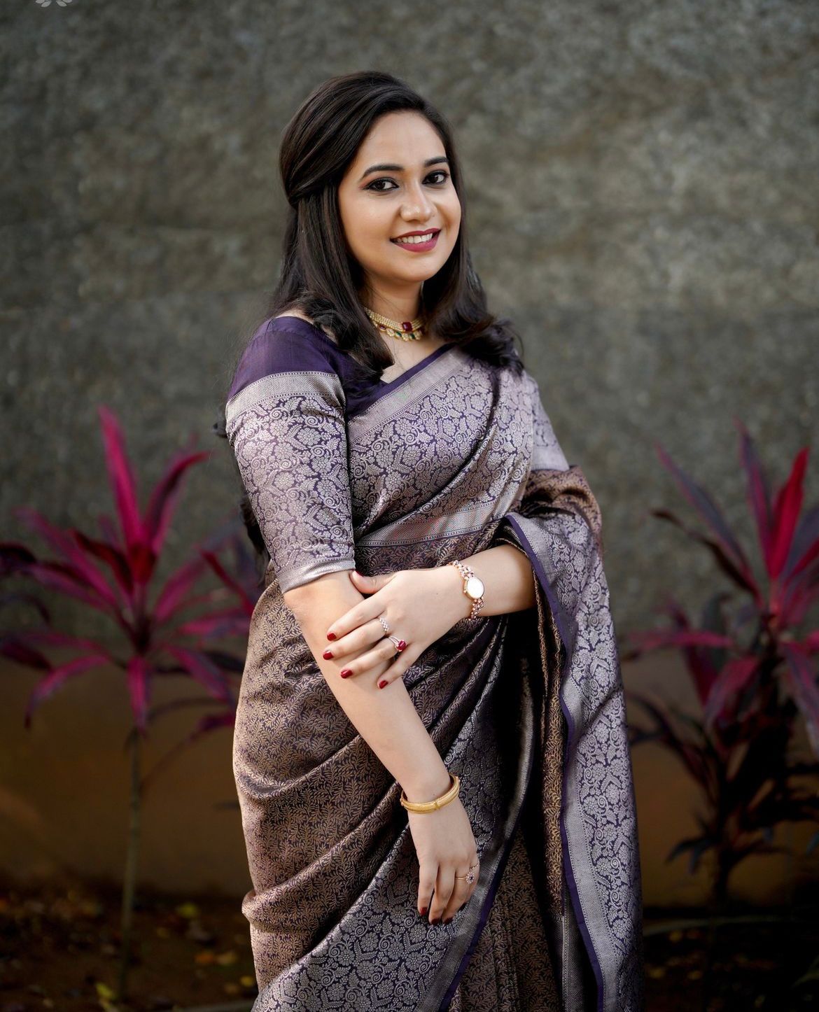 Gorgeous Purple Soft Silk Saree With Impressive Blouse Piece