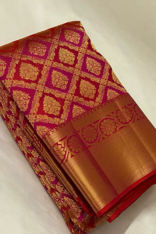 Load image into Gallery viewer, Glamorous Red Soft Silk Saree With Imaginative Blouse Piece
