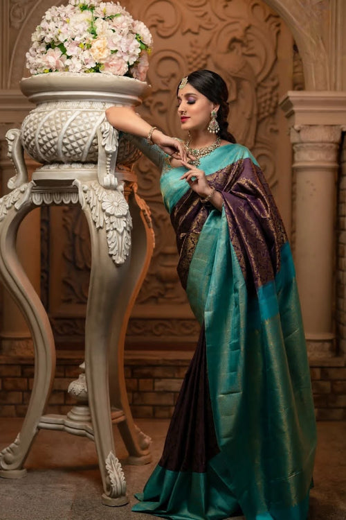 Load image into Gallery viewer, Engaging Wine Soft Silk Saree With Allure Blouse Piece
