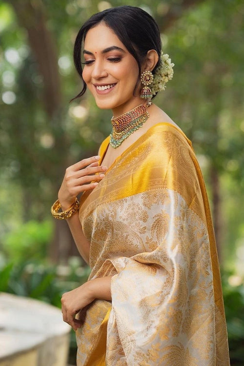 Load image into Gallery viewer, Imbrication Beige Soft Silk Saree With Embellished Blouse Piece
