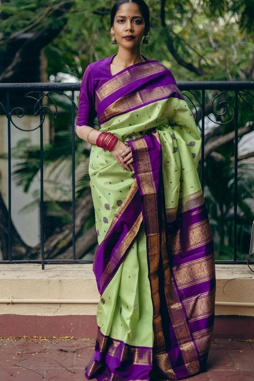 Load image into Gallery viewer, Tempting Pista Soft Silk Saree With Whimsical Blouse Piece
