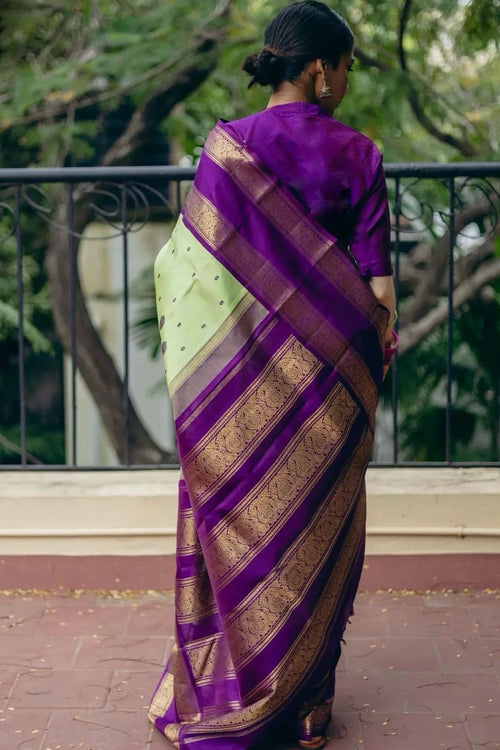 Load image into Gallery viewer, Tempting Pista Soft Silk Saree With Whimsical Blouse Piece
