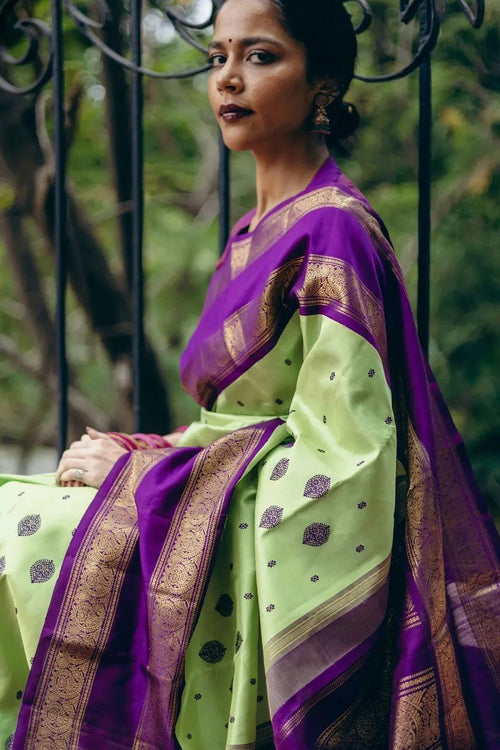 Load image into Gallery viewer, Tempting Pista Soft Silk Saree With Whimsical Blouse Piece
