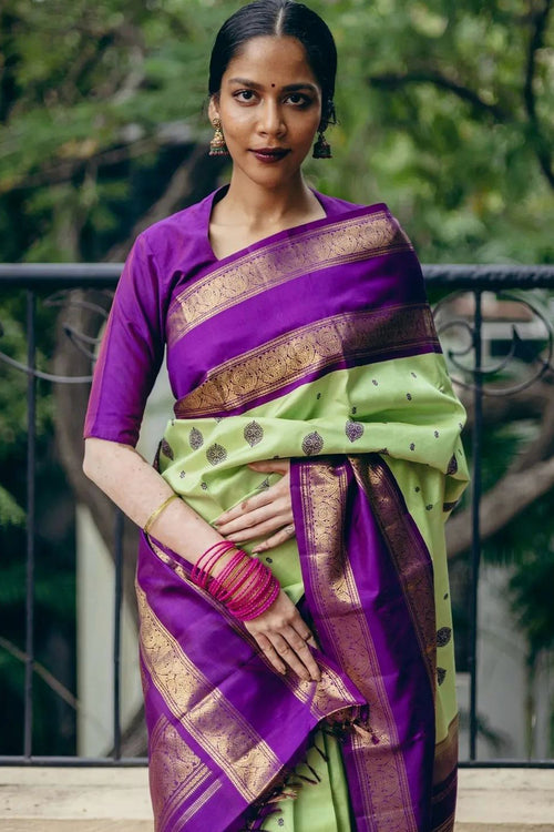 Load image into Gallery viewer, Tempting Pista Soft Silk Saree With Whimsical Blouse Piece
