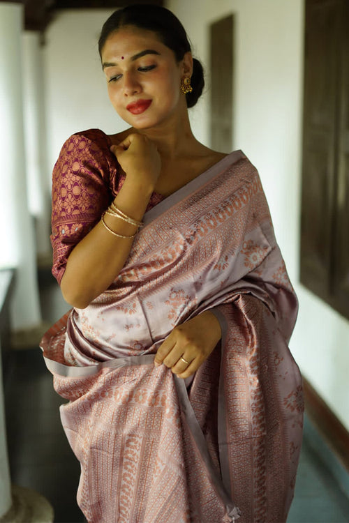 Load image into Gallery viewer, Flaunt Grey Soft Silk Saree With Girlish Blouse Piece
