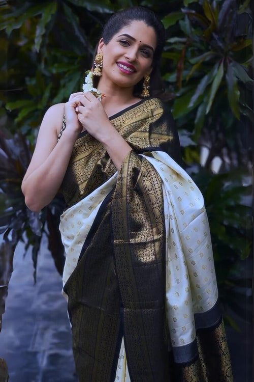 Load image into Gallery viewer, Wonderful Off White Soft Silk Saree With Desiring Blouse Piece
