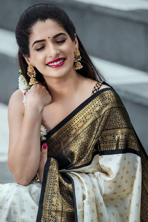 Load image into Gallery viewer, Wonderful Off White Soft Silk Saree With Desiring Blouse Piece
