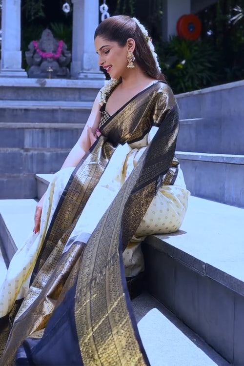 Load image into Gallery viewer, Wonderful Off White Soft Silk Saree With Desiring Blouse Piece
