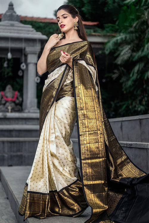 Load image into Gallery viewer, Wonderful Off White Soft Silk Saree With Desiring Blouse Piece
