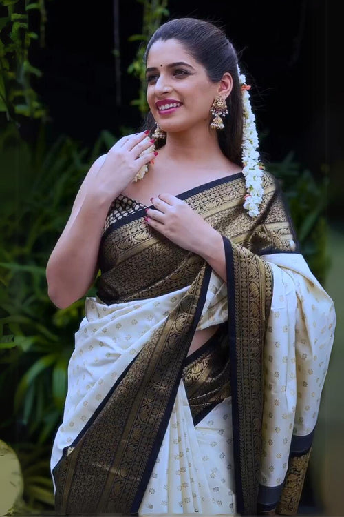 Load image into Gallery viewer, Wonderful Off White Soft Silk Saree With Desiring Blouse Piece
