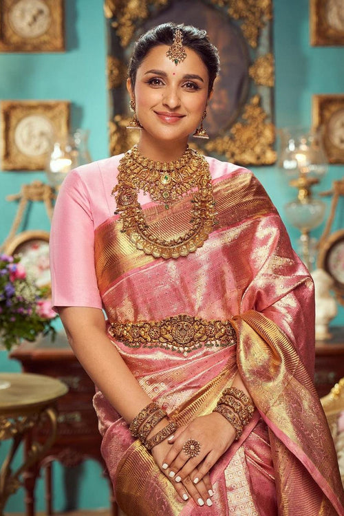 Load image into Gallery viewer, Most Flattering Pink Soft Silk Saree With Ailurophile Blouse Piece
