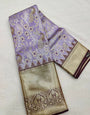 Stunning Lavender Soft Silk Saree With Staring Blouse Piece