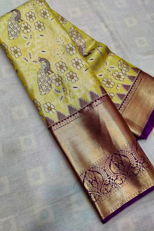 Load image into Gallery viewer, Ethnic Mehndi Soft Silk Saree With Fancifull Blouse Piece
