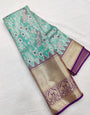 Proficient Turquoise Soft Silk Saree With Scrumptious Blouse Piece