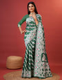 Enigmatic Green Cotton Silk Saree With Radiant Blouse Piece