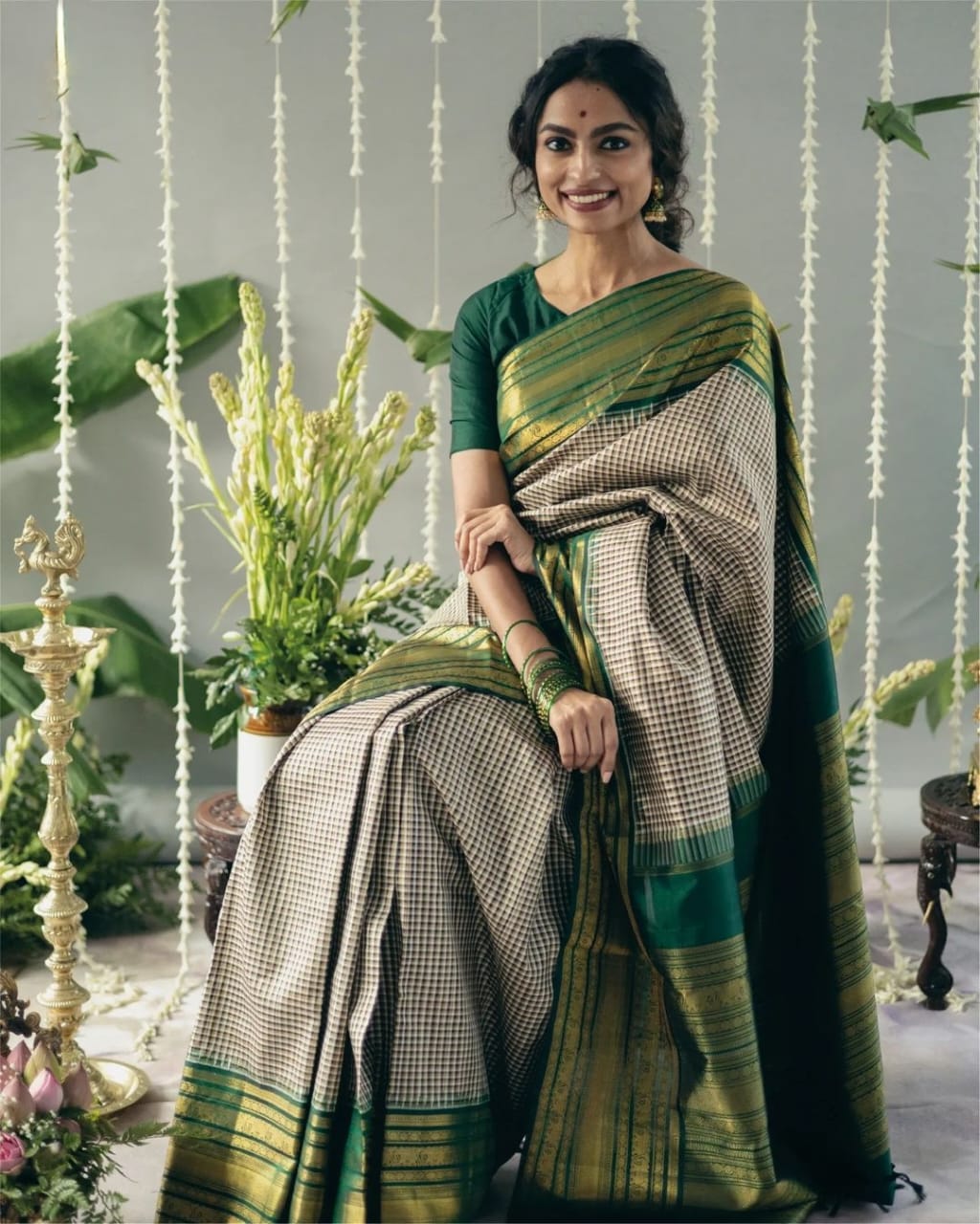 Glamorous Grey Soft Silk Saree With Dulcet Blouse Piece