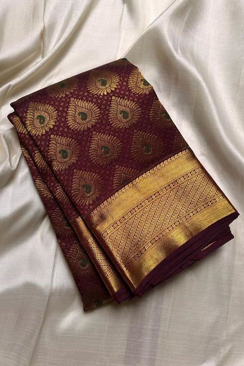 Load image into Gallery viewer, Aplomb Wine Soft Silk Saree With Vivacious Blouse Piece
