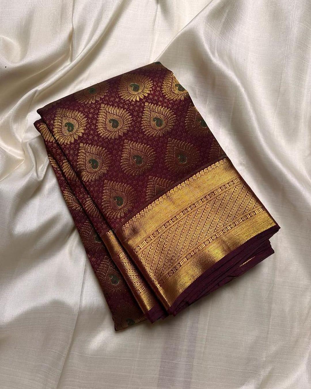 Aplomb Wine Soft Silk Saree With Vivacious Blouse Piece