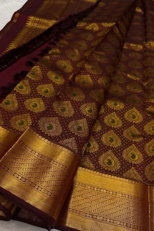 Load image into Gallery viewer, Aplomb Wine Soft Silk Saree With Vivacious Blouse Piece
