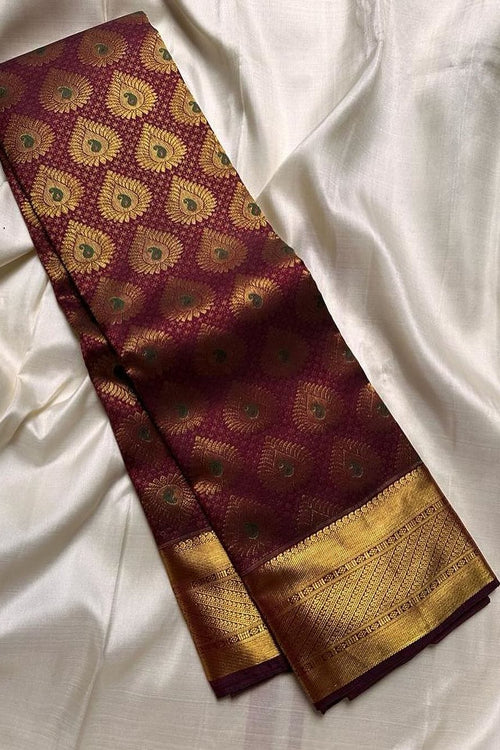 Load image into Gallery viewer, Aplomb Wine Soft Silk Saree With Vivacious Blouse Piece
