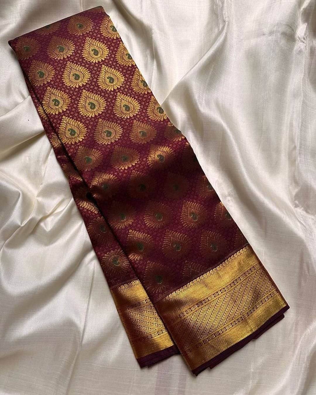 Aplomb Wine Soft Silk Saree With Vivacious Blouse Piece