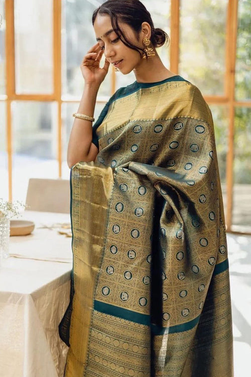 Load image into Gallery viewer, Opulent Dark Green Soft Silk Saree With Exemplary Blouse Piece
