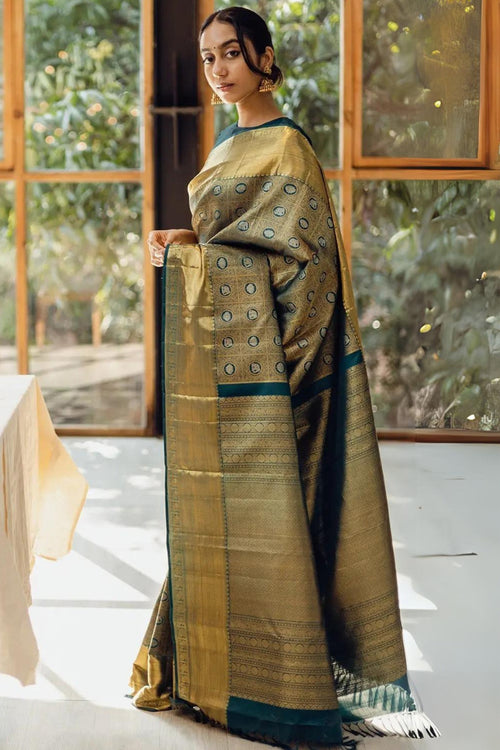 Load image into Gallery viewer, Opulent Dark Green Soft Silk Saree With Exemplary Blouse Piece
