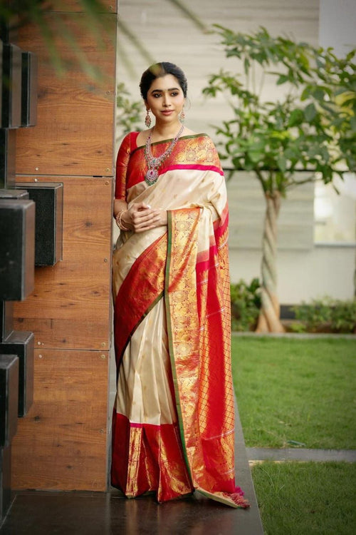 Load image into Gallery viewer, Most Stunning Beige Soft Silk Saree With Girlish Blouse Piece
