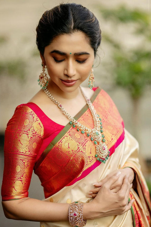 Load image into Gallery viewer, Most Stunning Beige Soft Silk Saree With Girlish Blouse Piece
