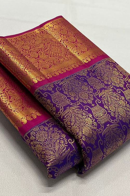 Load image into Gallery viewer, Arresting Purple Soft Banarasi Silk Saree With Jazzy Blouse Piece
