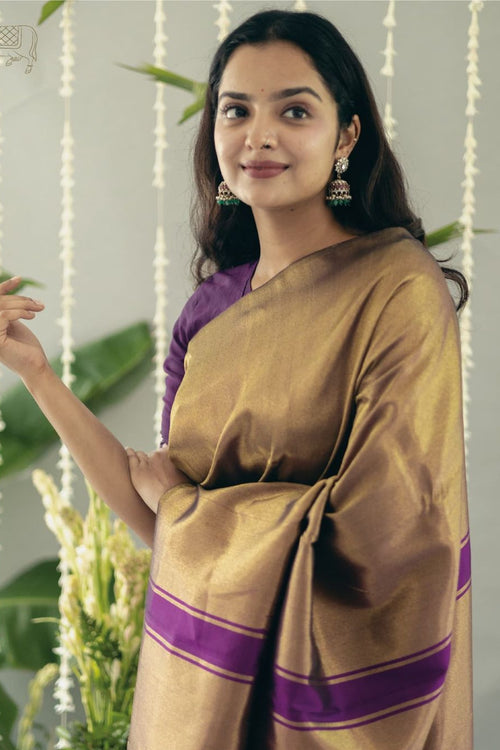 Load image into Gallery viewer, Fancifull Dark Beige Soft Silk Saree With Arresting Blouse Piece
