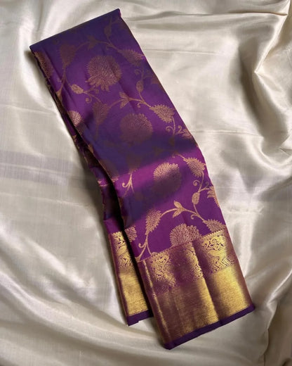 Majesty Purple Soft Banarasi Silk Saree With Prettiest Blouse Piece