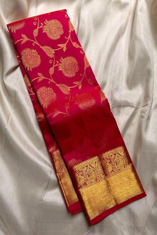 Load image into Gallery viewer, Mesmeric Red Soft Banarasi Silk Saree With Inspiring Blouse Piece
