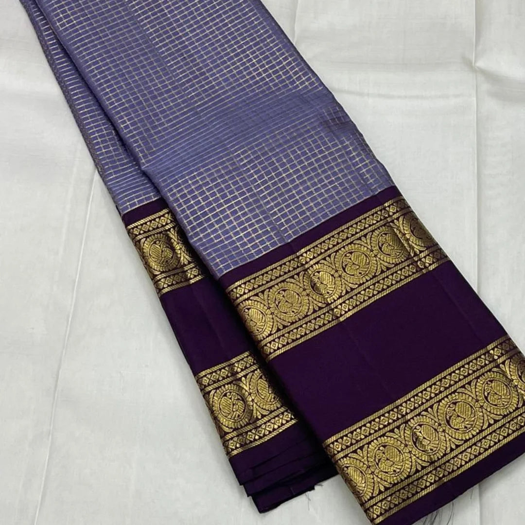Moiety Lavender Soft Silk Saree With Transcendent  Blouse Piece