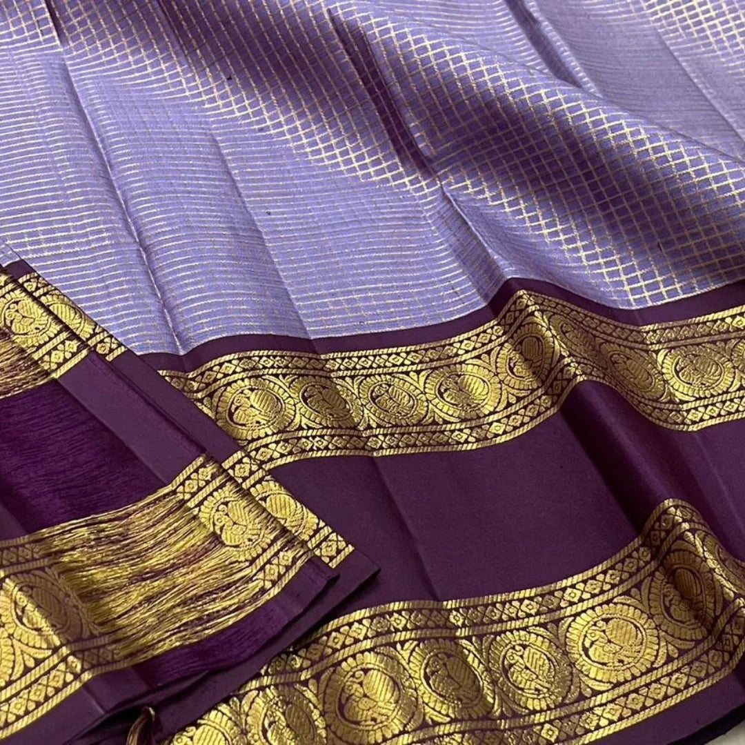 Moiety Lavender Soft Silk Saree With Transcendent  Blouse Piece