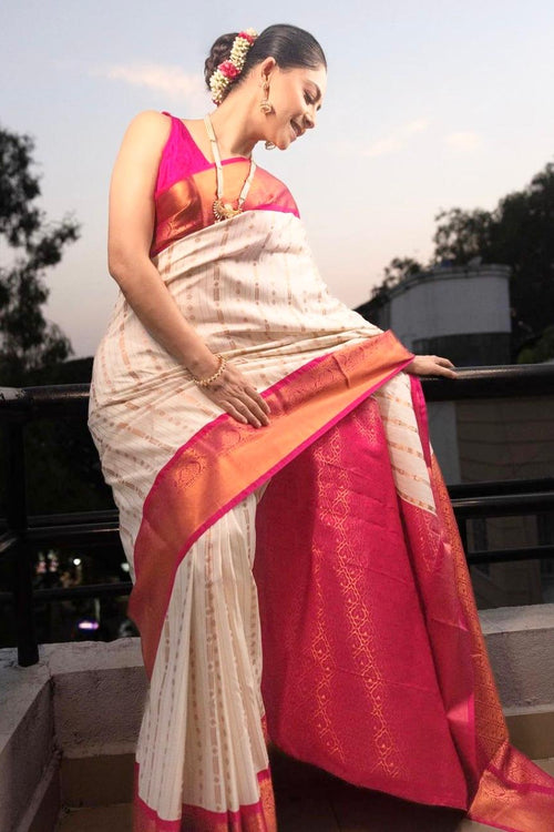 Load image into Gallery viewer, Panoply Beige Soft Silk Saree With Incredible Blouse Piece
