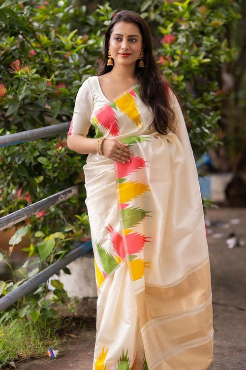 Load image into Gallery viewer, Exceptional Off White Soft Silk Saree With Desiring Blouse Piece
