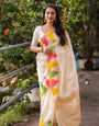 Exceptional Off White Soft Silk Saree With Desiring Blouse Piece