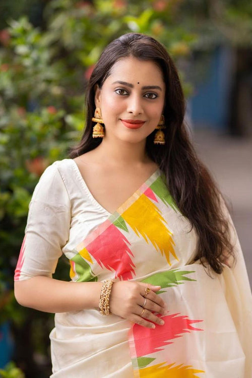 Load image into Gallery viewer, Exceptional Off White Soft Silk Saree With Desiring Blouse Piece
