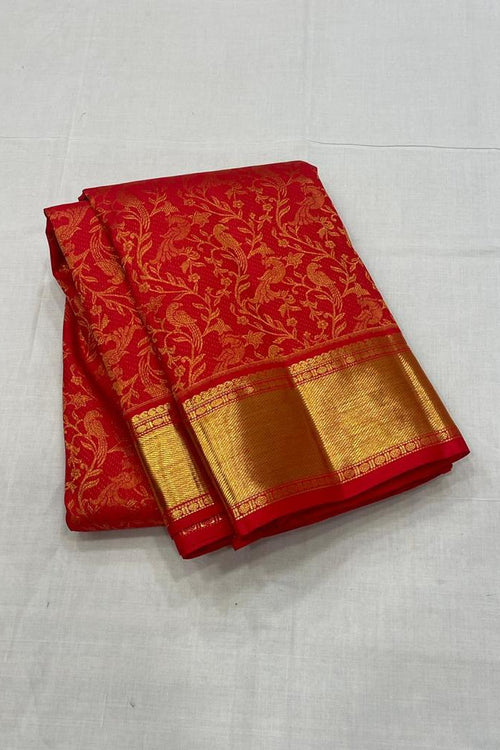 Load image into Gallery viewer, Dalliance Red Soft Banarasi Silk Saree With Panoply Blouse Piece
