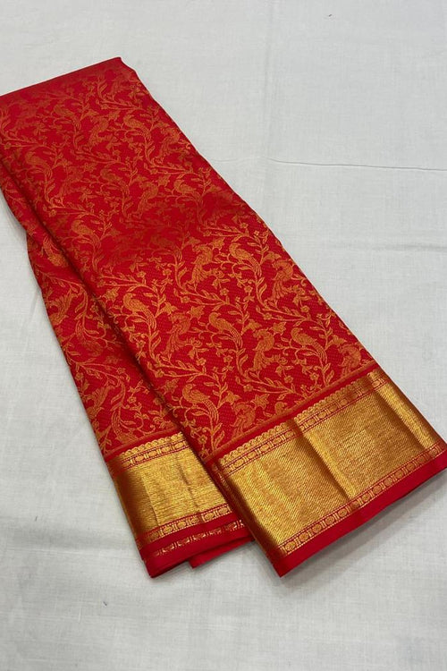 Load image into Gallery viewer, Dalliance Red Soft Banarasi Silk Saree With Panoply Blouse Piece
