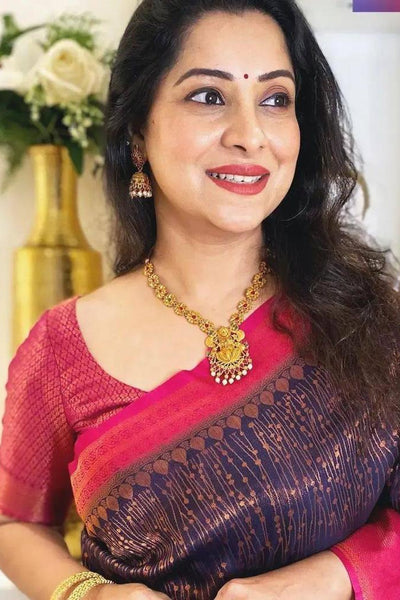 Outstanding Blue Soft Banarasi Silk Saree With Majesty Blouse Piece